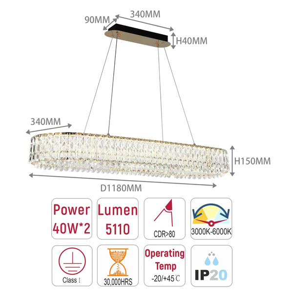 Gold Crystal Chandelier - Two-Tiered Circular or Single-Tier Oval