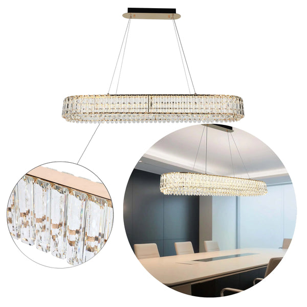 Gold Crystal Chandelier - Two-Tiered Circular or Single-Tier Oval