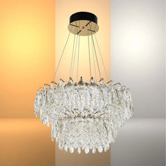 Gold Crystal Chandelier - Round or Oval Design, Dimmable SMD LED with 3CCT, Adjustable Suspension