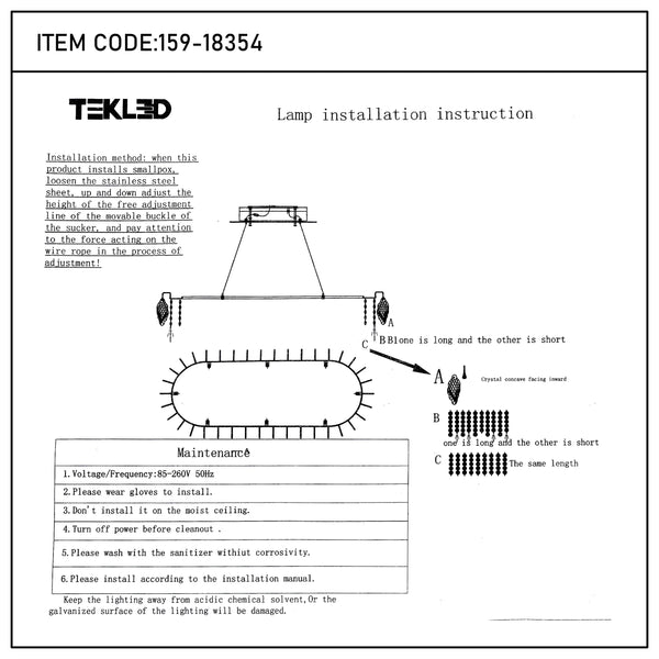 Gold Crystal Chandelier - Round or Oval Design, Dimmable SMD LED with 3CCT, Adjustable Suspension