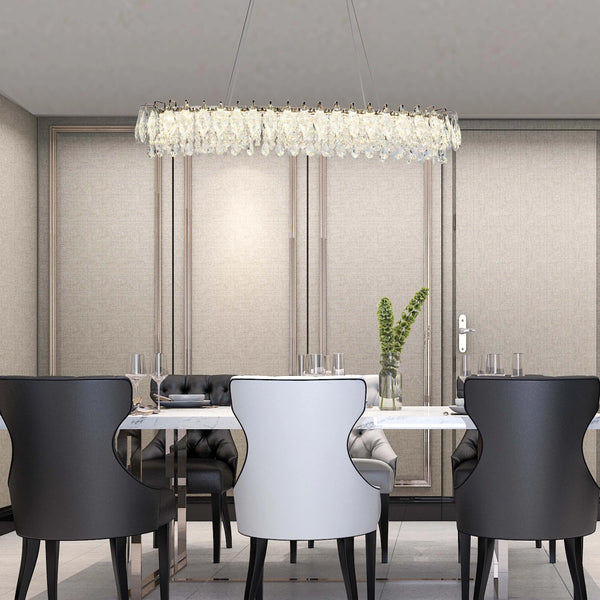 Gold Crystal Chandelier - Round or Oval Design, Dimmable SMD LED with 3CCT, Adjustable Suspension