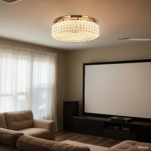Gold Crystal Flush Ceiling Light