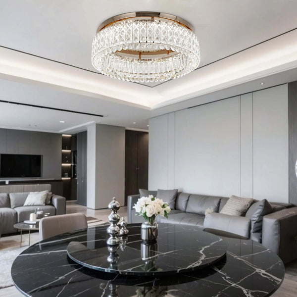 Gold Crystal Flush Ceiling Light
