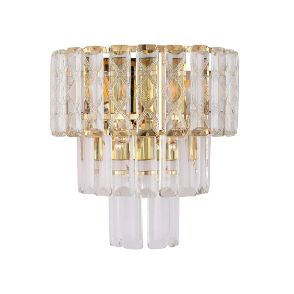 Gold Wall Light Crystal Glass and Rectangular Glass