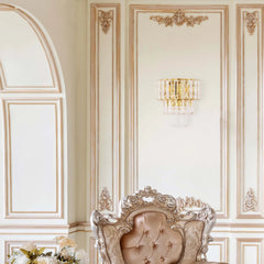 Gold Wall Light Crystal Glass and Rectangular Glass