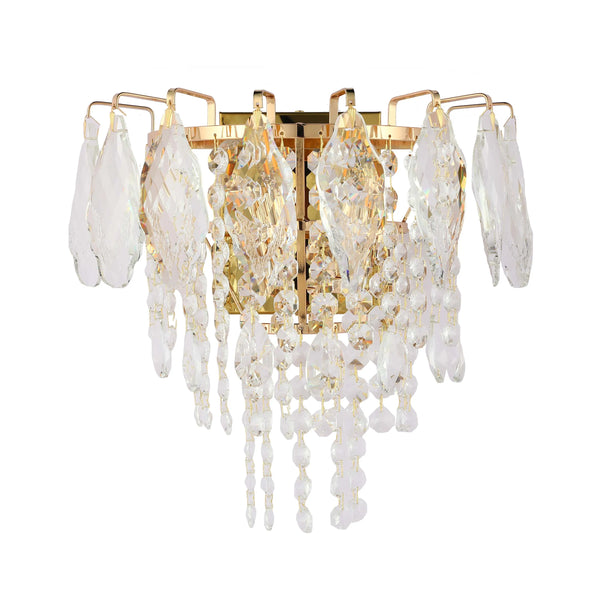 Gold Wall Light Crystal Glass and Rectangular Glass
