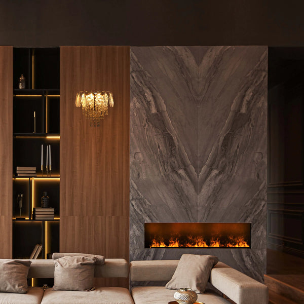 Gold Wall Light Crystal Glass and Rectangular Glass