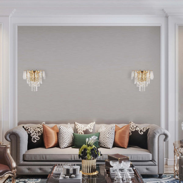 Gold Wall Light Crystal Glass and Rectangular Glass