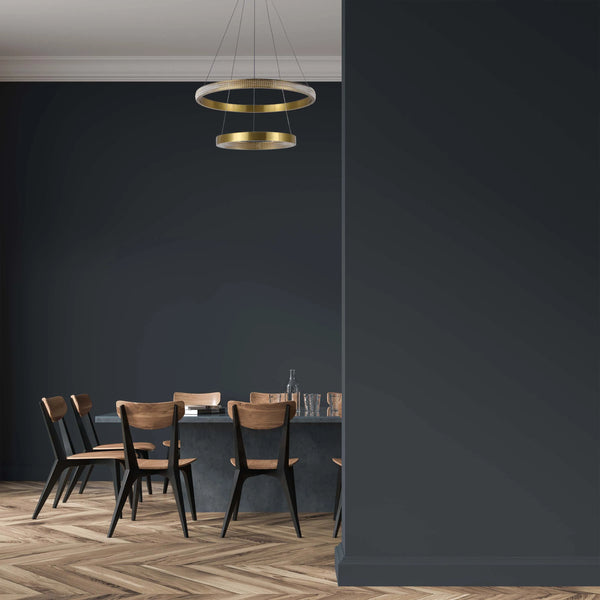 Gold Double Ring Crystal Pendant Light