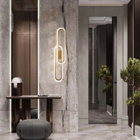 Gold Oblong LED Wall Light