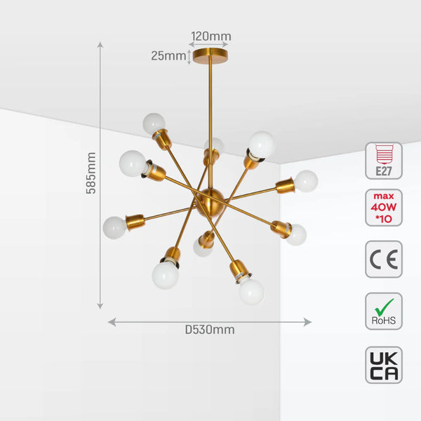 Golden Equilibrium Sphere Sputnik Chandelier | Geometric Elegance Fixture