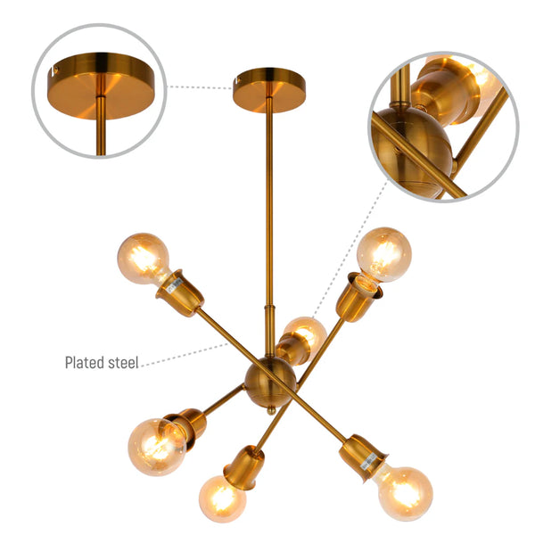 Golden Equilibrium Sphere Sputnik Chandelier | Geometric Elegance Fixture