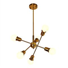 Golden Equilibrium Sphere Sputnik Chandelier | Geometric Elegance Fixture