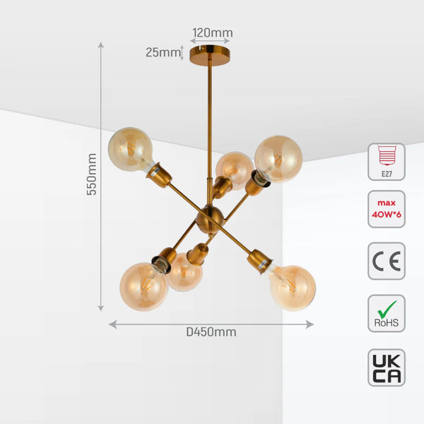 Golden Equilibrium Sphere Sputnik Chandelier | Geometric Elegance Fixture