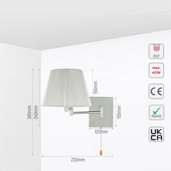 Metal Swing Arm Frustum Wall Light with Pull Down Switch