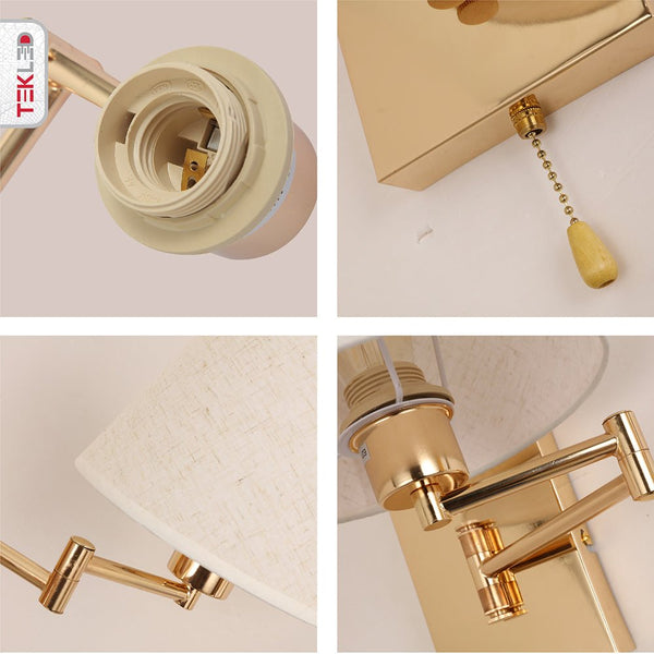 Metal Swing Arm Frustum Wall Light with Pull Down Switch
