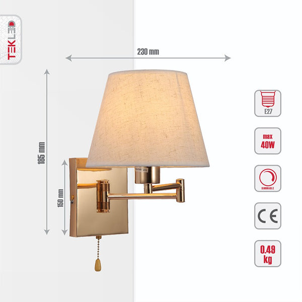 Metal Swing Arm Frustum Wall Light with Pull Down Switch