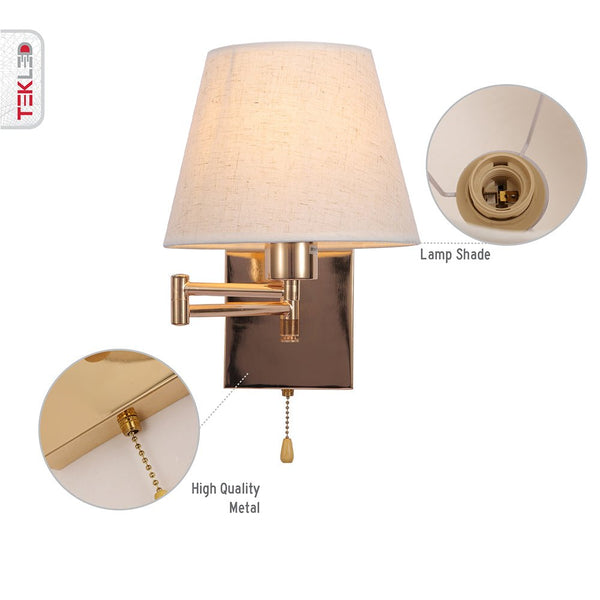 Metal Swing Arm Frustum Wall Light with Pull Down Switch