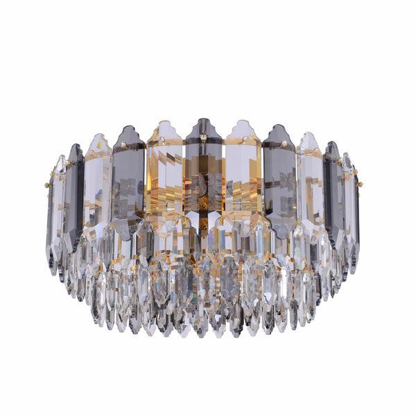 Golden Tiered Radiance Chandelier Ceiling Light with Alternating Crystal Hues