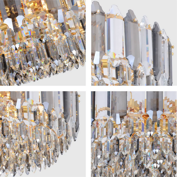 Golden Tiered Radiance Chandelier Ceiling Light with Alternating Crystal Hues