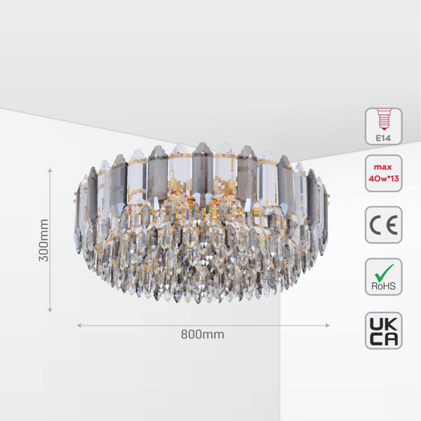 Golden Tiered Radiance Chandelier Ceiling Light with Alternating Crystal Hues
