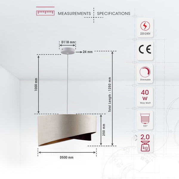 Double Fabric Shade Pendant Ceiling Light