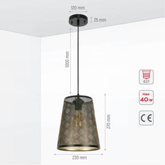 Black-Gold Metal Frustum Pendant Ceiling Light E27