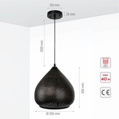 Black-Golden Metal India Dome Pendant Ceiling Light E27