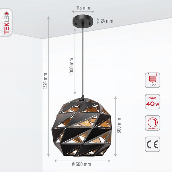 Malunga Metal Laser Cut Globe Pendant Ceiling Light E27