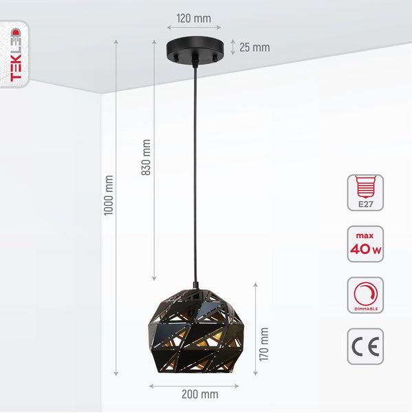 Malunga Metal Laser Cut Globe Pendant Ceiling Light E27
