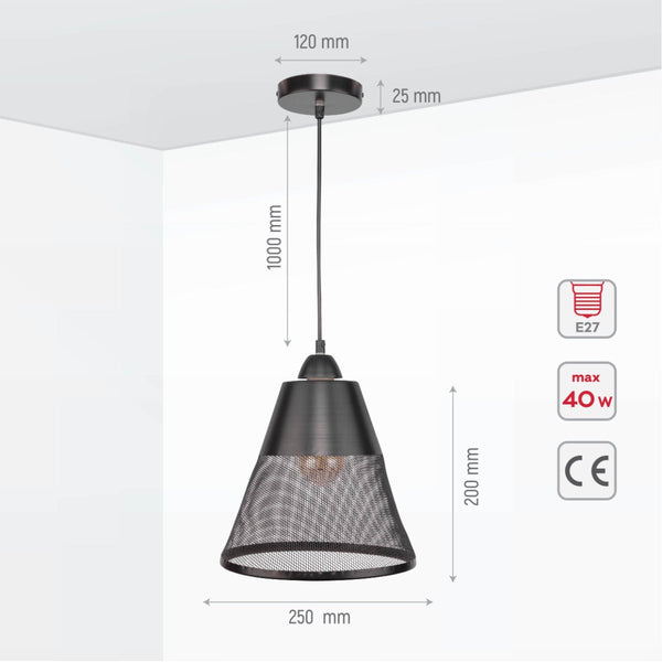 Shuttlecock Mesh Basket Metal Funnel Pendant Ceiling Light