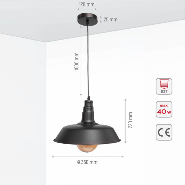 Step Industrial Caged Metal Ceiling Pendant Light E27 Fitting