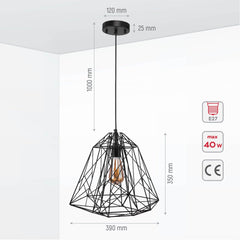 Black Geometric Wireframe Pendant Ceiling Light