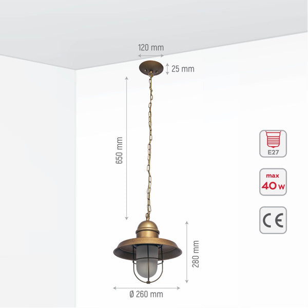 Bronze Metal Opal Step Pendant Ceiling Light