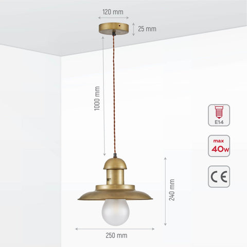 Bronze Metal Opal Step Pendant Ceiling Light
