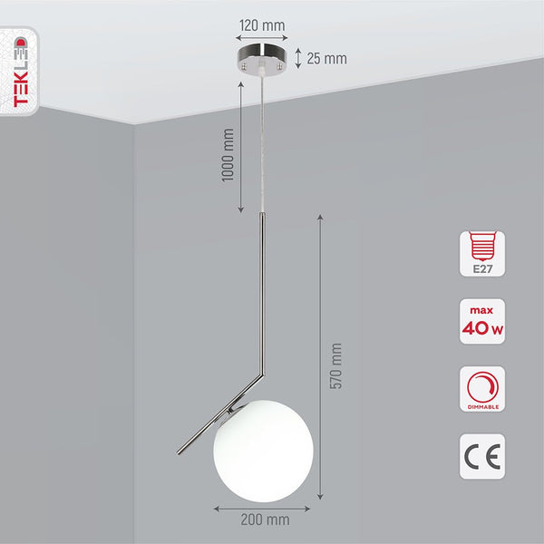 Opal White Glass Globe Pendant Ceiling Light