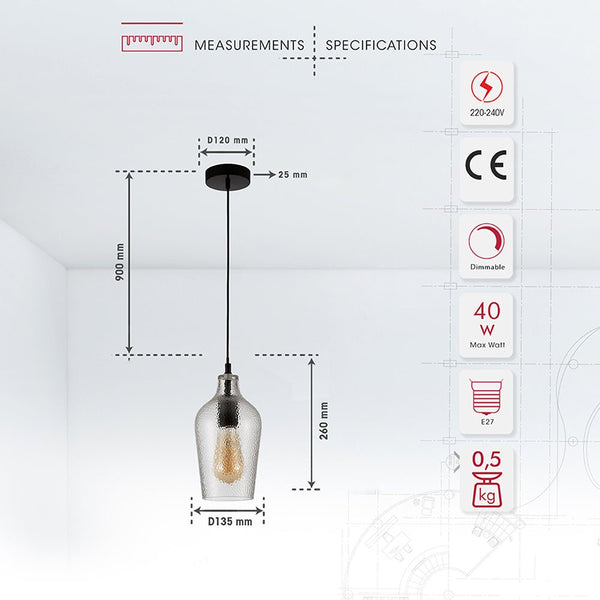 Vase Silhouette Textured Schoolhouse Pendant Ceiling Light