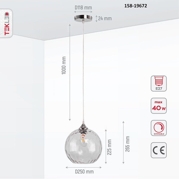 Celestial Dimpled Glass Globe Pendant Ceiling Light