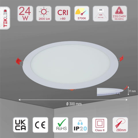 24W Downlight LED Round Slim Panel Light D300mm