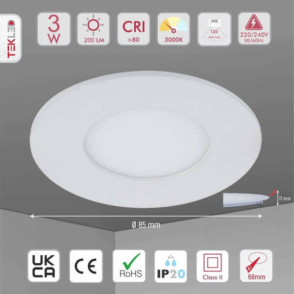 3W Downlight LED Round Slim Panel Light 3W D85mm