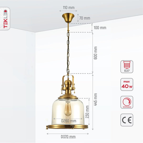 Riley Industrial Vintage Pendant Light Enclosed Pendant Light