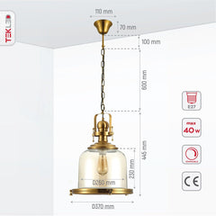 Riley Industrial Vintage Pendant Light Enclosed Pendant Light