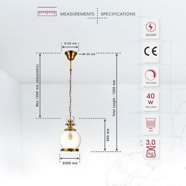 Riley Industrial Vintage Pendant Light Enclosed Pendant Light