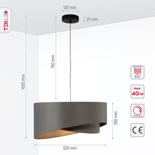 Double Fabric Shade Pendant Ceiling Light