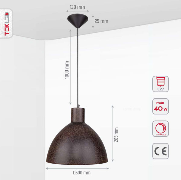 Industrial Dome Metal Pendant Ceiling Light E27 Fitting