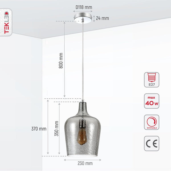 Vase Silhouette Textured Schoolhouse Pendant Ceiling Light