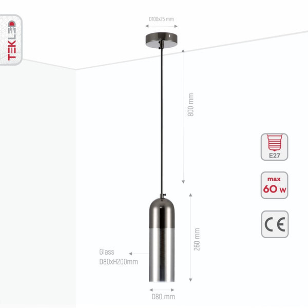 Sleek Duo-Tone Cylinder Pendant Ceiling Light - Amber Bronze or Smoky Black Variants