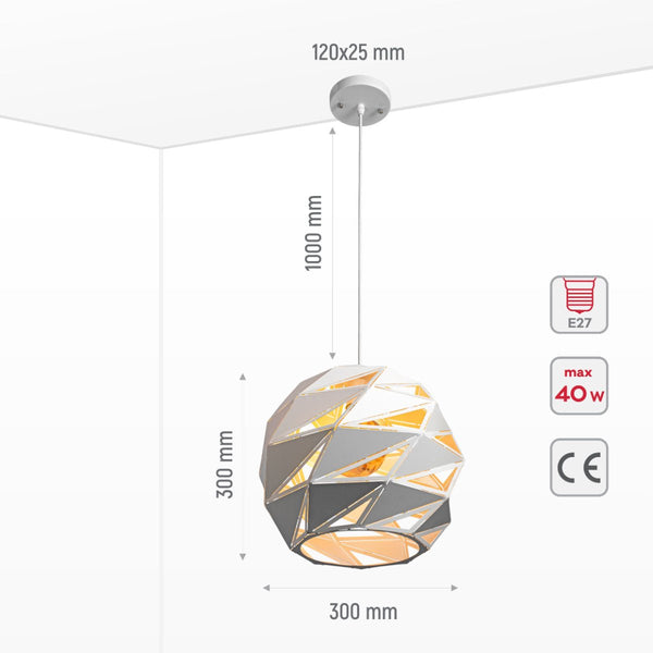 Malunga Metal Laser Cut Globe Pendant Ceiling Light E27
