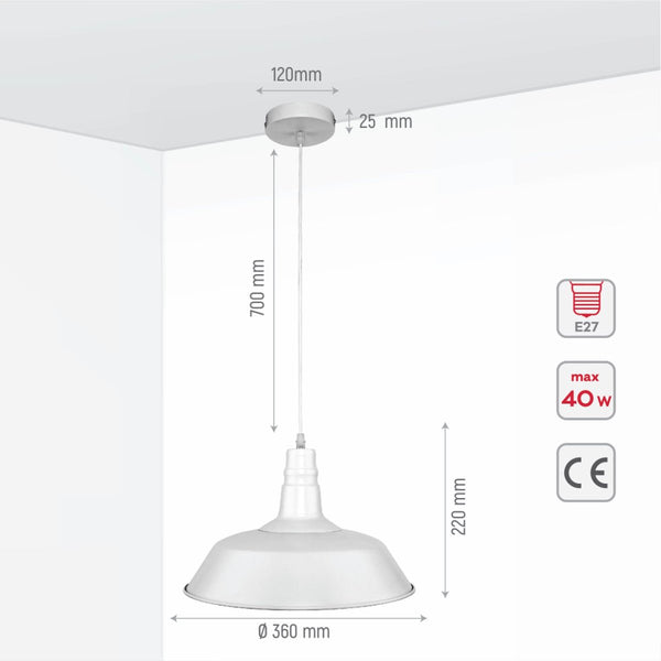 Step Industrial Caged Metal Ceiling Pendant Light E27 Fitting