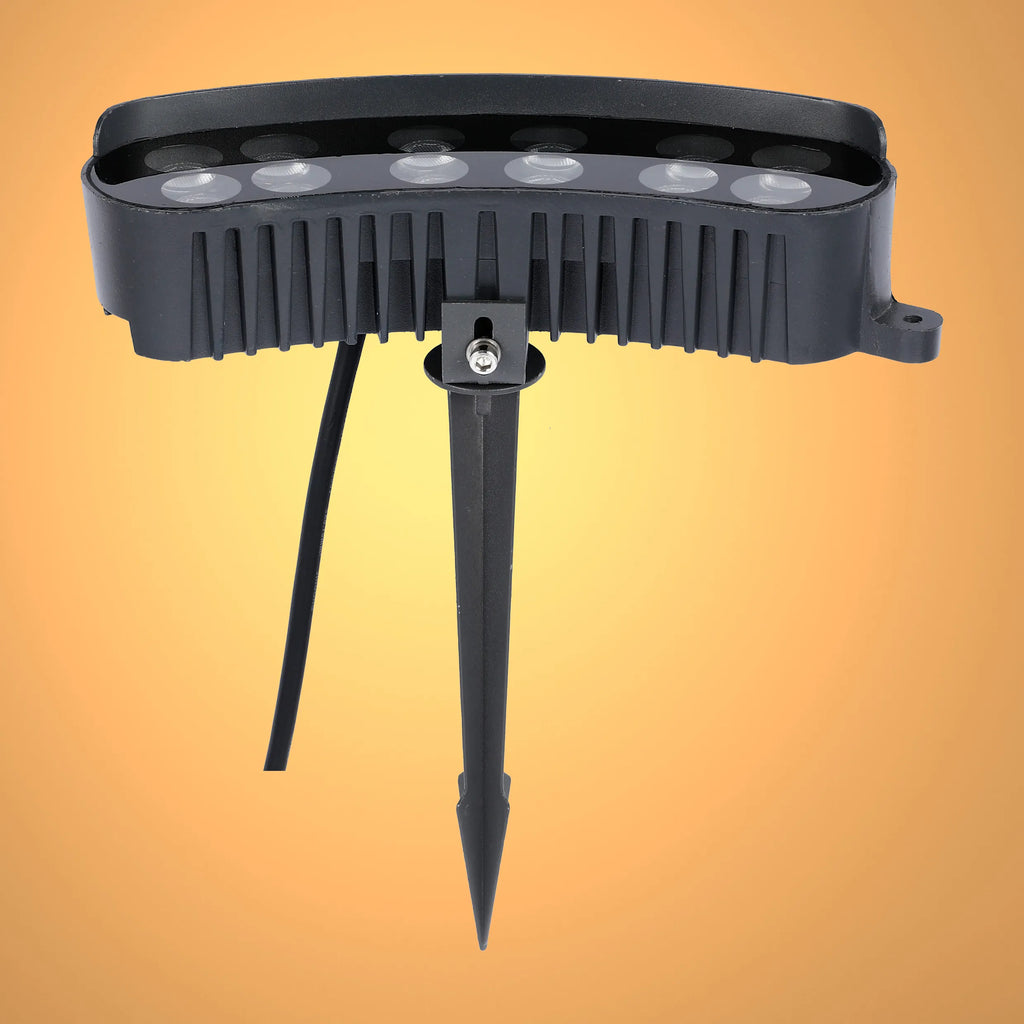 Grey Curved Rectangular LED Floodlight with Ground Stake
